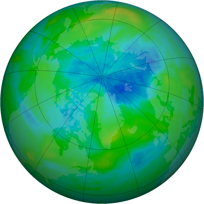 Arctic ozone map for 14 September 1989